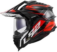 LS2, Casque Moto Cross Explorer Spire Black Titanium Red, 3XL