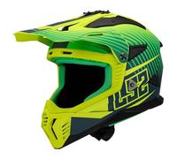 LS2, Casque Moto Cross Fast II Duck Matt Green H-V Yellow, XS