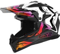 LS2 MX708 Fast II Wash Casque de motocross, noir-blanc-rouge, taille M