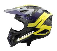 LS2, Casque Moto Cross MX703 X-Force GALUO Gloss Grey H-V Yellow, S