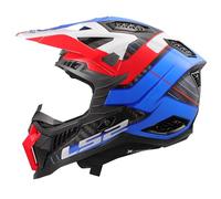 LS2 MX703 X-Force Galuo Carbon Casque de motocross, blanc-rouge-bleu, taille XL pour homme