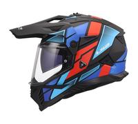 LS2, Casque Moto Cross PIONEER II BLOCK Black Red Blue, XS