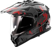 LS2, Casque Moto Cross Pioneer II Crazy Matt Black Red, M