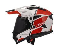 LS2, Casque Moto Cross Pioneer II Hill Gloss White Red, M