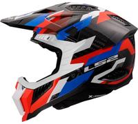 LS2 Casque Cross MX703 X-Force Phantom Blanc/Bleu/Rouge Brillant Taille S Homme