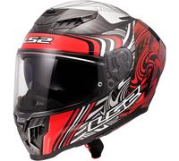 LS2 FF807 Dragon Enthum Carbon Casque, blanc-charbon-rouge, taille XL pour homme