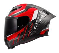 LS2 FF807 Dragon Trax Carbon Casque, blanc-charbon-rouge, taille 2XL pour homme