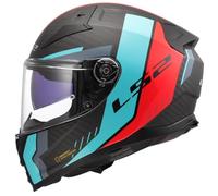 LS2, Casque Moto Intégral Vector II Carbon Grid Matt Red Cyan, 4XL