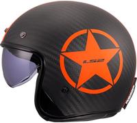 LS2 OF601 Bob II Carbon Star Casque à face ouverte, orange, taille L pour homme