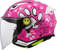 LS2 Helmets Casque jet OF622 Funny II Paws Enfants Rose Taille S