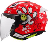 LS2, Casque Moto Jet Enfant Funny II Paws Matt Red, L