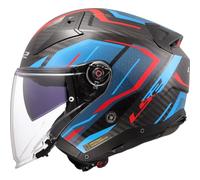 LS2, Casque Moto Jet Infinity II Carbon Urus Gloss Blue Red, 3XL