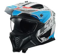 LS2 OF606 Drifter Devor Casque d’essai, blanc-bleu, taille 2XL pour homme