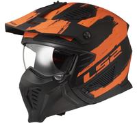 LS2, Casque Moto Jet Modulable Drifter MUD Matt Black Orange, XL