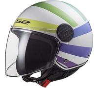LS2, Casque Moto Jet Sphere LUX Swirl Gloss White Rainbow, M