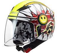 LS2, Casque Moto Kids Funny Crunch Gloss White H-V Yellow, L