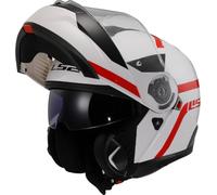 LS2, Casque Moto Modulable STROBE II AUTOX Gloss White Red, XL