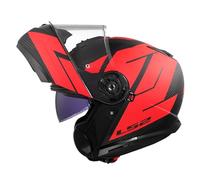 LS2, Casque Moto Modulable Strobe II Code Matt Black Red, XXL
