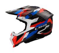 LS2 Helmets Casque de motocross MX703 X-Force Phantom Blanc-Rouge-Bleu Taille L pour homme