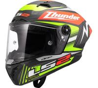 LS2 FF805 Thunder GP Black Replica Carbon Helm, schwarz matt/neon, L (59/60)