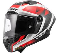 LS2 FF805 Thunder GP Raute Carbon Casque, Blanc/Rouge, Taille XS (53/54)