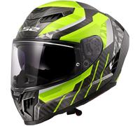 LS2 FF807 Dragon Carbon Trax, casque intégral XXS Noir/Jaune Néon/Gris Noir/Jaune Néon/Gris