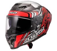 LS2 FF807 Dragon Enthum Carbon Casque, blanc-charbon-rouge, taille S pour homme