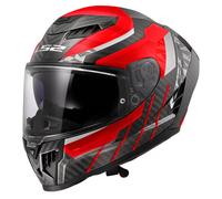 LS2 FF807 Dragon Trax Carbon Casque, blanc-charbon-rouge, taille 2XL pour homme