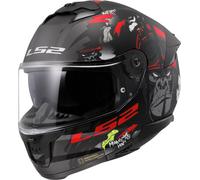 LS2 FF808 Stream II Angry Monkey Casque, Noir mat/rouge, Taille S (55/56)