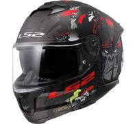 LS2 FF808 Stream II Angry Monkey Casque, Noir mat/rouge, Taille XS (53/54)