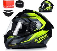 LS2, Casque Moto Intégral STREAM II FURY Gloss Black H-V Yellow, M