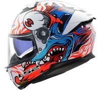 LS2 FF808 Stream II Inferno Casque, blanc-rouge-bleu, taille XS pour homme