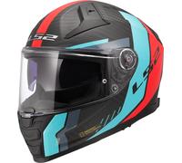 LS2 FF811 Vector II Carbon Grid Casque, Rouge mat/turquoise, Taille XXL (63/64)