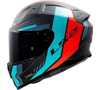 LS2 FF811 VECTOR II CARBON GRID Integralhelm natt rot cyan S