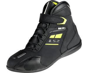 LS2 Garra Chaussures de moto pour femmes imperméables, noir/jaune néon, Taille 38