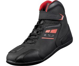 LS2 Garra perforé Chaussures de motocyclisme pour femmes, noir/rouge, Taille 36