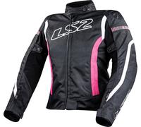LS2 Gate imperméable dames moto textile veste, noir-blanc-rose, taille XL pour femmes