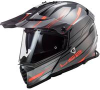 LS2 MX436 Pioneer Evo Knight Casque Motocross, Gris/Orange, Taille XS (53/54)