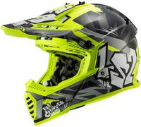 LS2 MX437 Fast Evo II Mini Crusher casque de motocross pour enfants, noir/jaune fluo, Y/L (51/52)