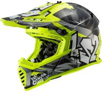 LS2 MX437 Fast Evo II Mini Crusher Casque de motocross pour enfants, noir-jaune, taille L pour des gamins