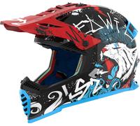 LS2 MX437 Fast Evo II Mini Starmaw Casque de motocross pour enfants, noir-rouge-bleu, taille S pour des gamins