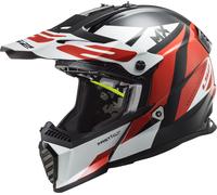 LS2 MX437 Fast Evo Strike Casque de motocross, Noir/Blanc/Rouge, Taille XS (53/54)