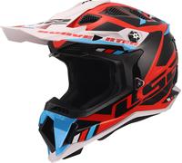 LS2 Helmets Casque de motocross MX700 Subverter Evo II Stomp blanc-rouge-bleu Taille L pour homme