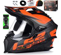 LS2 MX701 Explorer Alter Matt Motocross Helmet, noir mat/orange, 2XL (63/64)