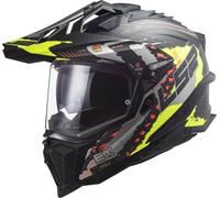 LS2 MX701 Explorer C Extend Carbon Casque de motocross, noir mat/jaune, Taille XS (53/54)