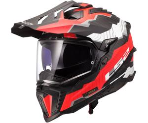 LS2 MX701 Explorer Carbon Trick, casque d aventure M Noir/Blanc/Rouge Noir/Blanc/Rouge