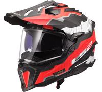 LS2 MX701 Explorer Carbon Trick Casque de motocross, blanc-rouge, taille L pour homme