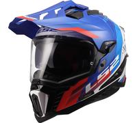 LS2 MX701 Explorer Hexa Casque d’enduro, blanc-rouge-bleu, taille XL pour homme