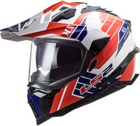 LS2 MX701 Explorer HPFC Atlantis Casque de motocross, blanc-rouge-bleu, taille XS pour homme