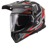 LS2 MX702 PIONEER II BLOCK Endurohelm matt grau-rot L